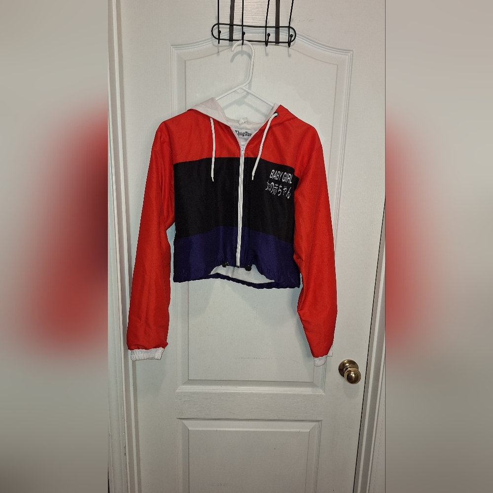 THUG AVE / KIDS HOODED JACKET / LARGE RE, BLACK AND WHITE